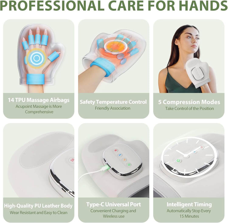 Su7 Hand Massager with Heat and Compression, 3 Massage 4 Temperatures 5 Compression Models Hand Massage for Arthritis & Carpal Tunnel, Ideal Gifts for Women/Men
