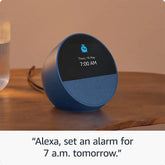 Echo Spot (newest gen), Smart alarm clock with vibrant sound + Alexa, Black