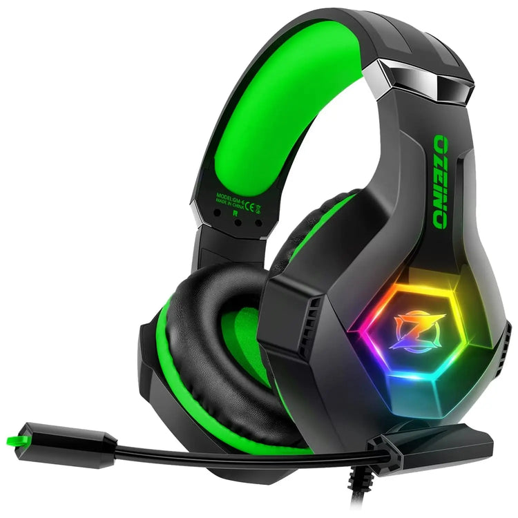 Gaming Headset Stereo Surround Sound Gaming Headphones with Breathing RGB Light & Adjustable Mic for PS4 PS5 PC Xbox One Laptop Mac