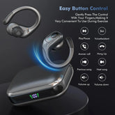 Wireless Headphones, True Wireless Stereo Sound Bluetooth 5.3 Earbuds with LED Power Display, IPX7 Waterproof Open Ear Buds with Ergonomic Earhook, Ideal for Gym, Jogging, Commuting