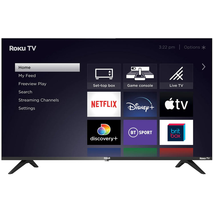 RCA 32 Inch 720P TV, Freeview HD Dolby Digital Audio DVB T2/S2 HD LED Backlighting Display Television, HDMI USB Earphone Output Media Player Monitor PS5 Xbox, Small Screen for Bedroom Kitchen Black