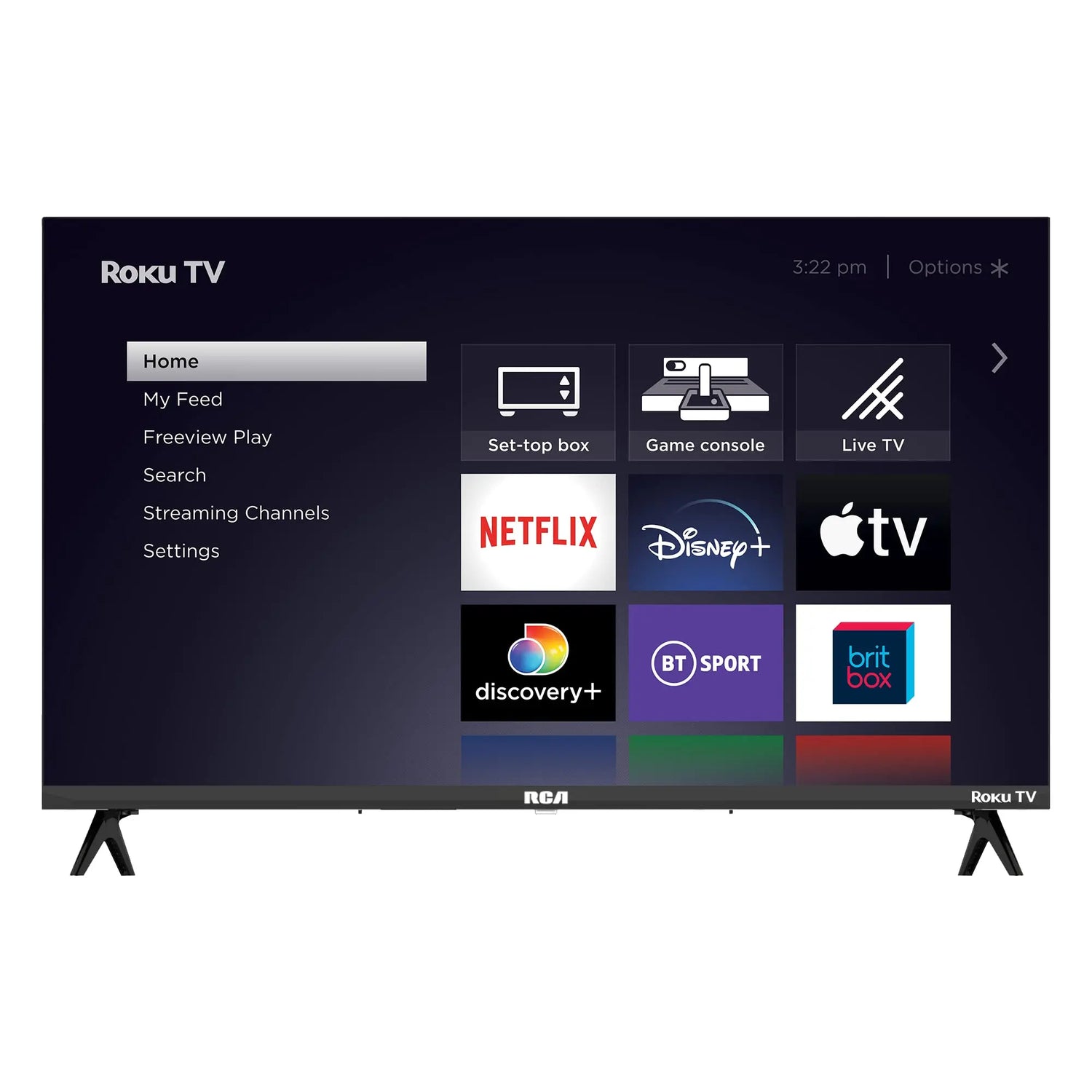 RCA 32 Inch 720P TV, Freeview HD Dolby Digital Audio DVB T2/S2 HD LED Backlighting Display Television, HDMI USB Earphone Output Media Player Monitor PS5 Xbox, Small Screen for Bedroom Kitchen Black