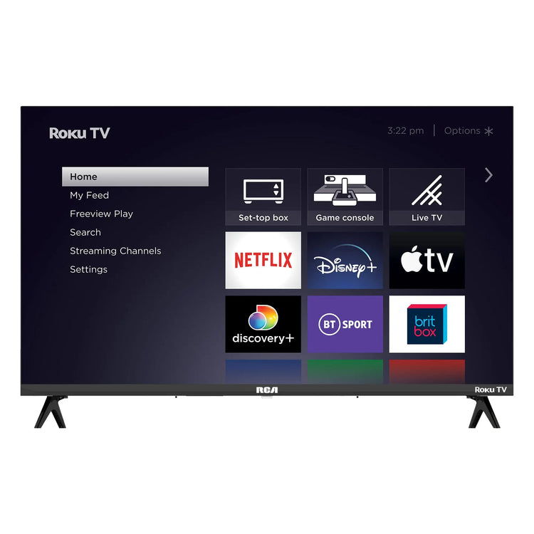 RCA 32 Inch 720P TV, Freeview HD Dolby Digital Audio DVB T2/S2 HD LED Backlighting Display Television, HDMI USB Earphone Output Media Player Monitor PS5 Xbox, Small Screen for Bedroom Kitchen Black