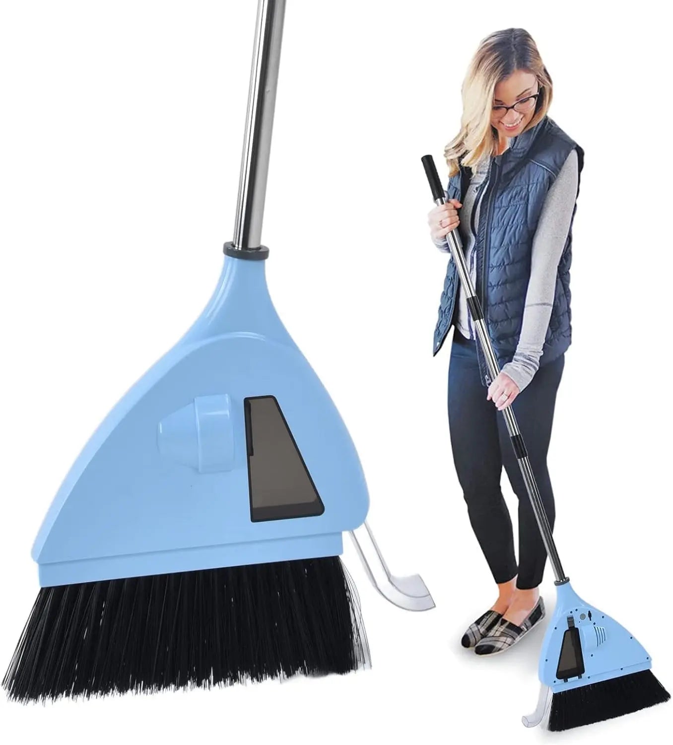 PATHOOR 2 in 1 Sweeper with Built-in Vacuum, Ultra Quiet 20,000 rpm Cordless Vacuum Sweeper, USB Charging Vacuum Broom Cleaner for Bedroom, Living Room, Office, Hotel.