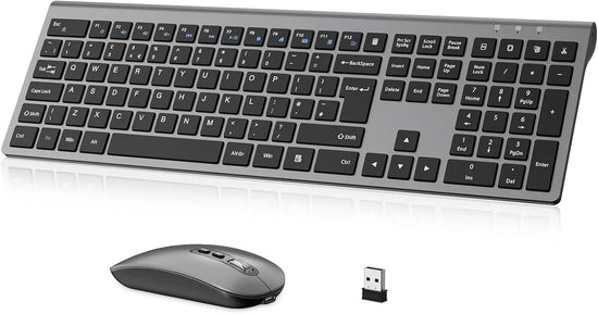 EasyTyping Rechargeable Wireless Keyboard and Mouse - Type with Ease & Double Your Efficiency - High-end Laptop Keyboard Technology -Full Size & Noiseless Design, say goodbye to typing troubles