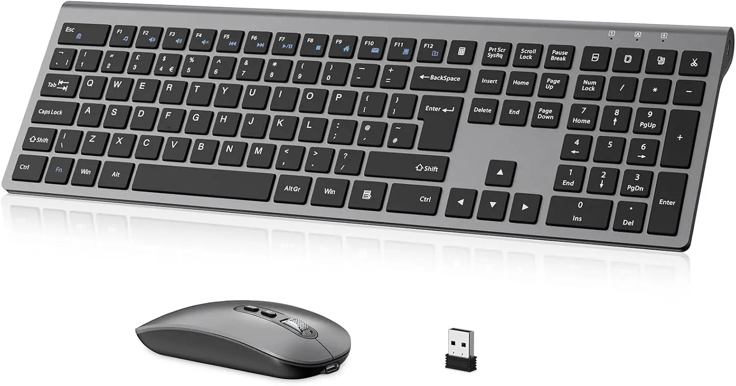EasyTyping Rechargeable Wireless Keyboard and Mouse - Type with Ease & Double Your Efficiency - High-end Laptop Keyboard Technology -Full Size & Noiseless Design, say goodbye to typing troubles
