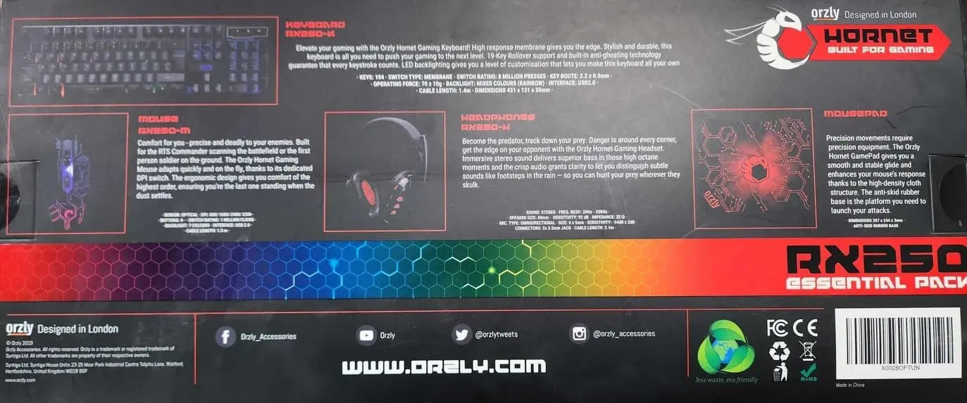 White Gaming Keyboard and Mouse and Gaming Headset & Mouse Pad, Wired LED RGB Backlight Bundle for PC Gamers Users - 4 in 1 White Edition Hornet RX-250