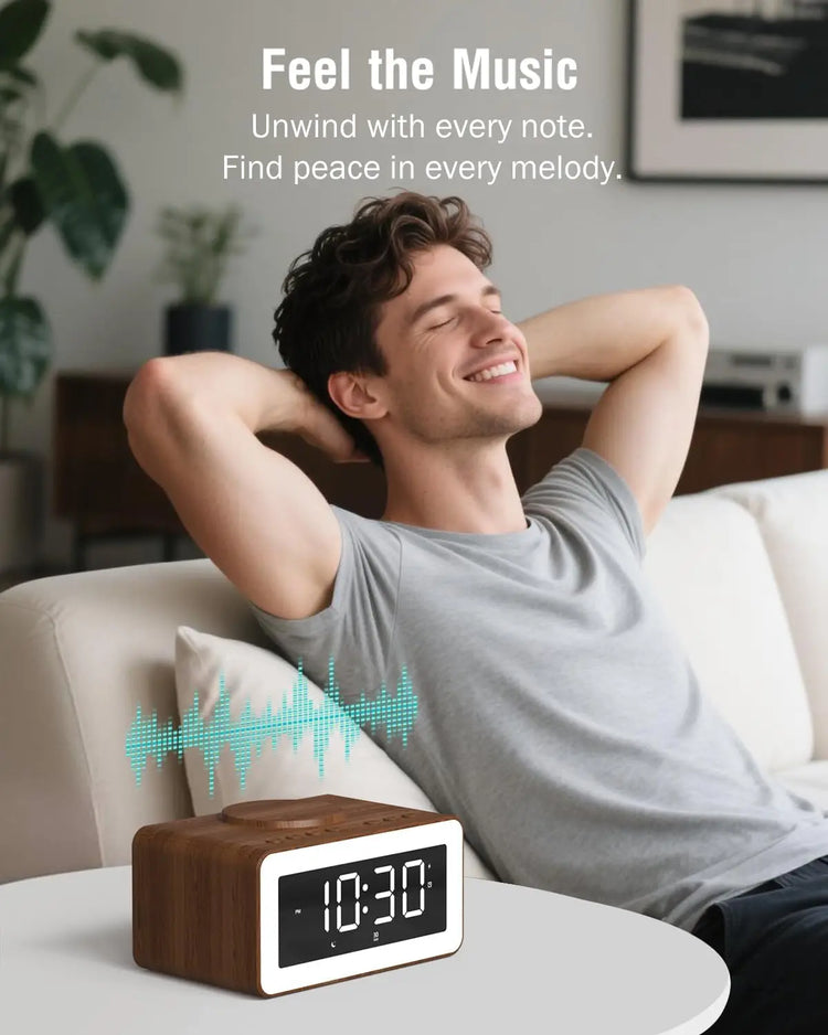 Birthday Gifts for Men – Alarm Clock Bedside with Wireless Charger, Bluetooth Speaker and White Noise Machine, Colourful Night Light, Snooze Digital Alarm, Men Women Teens Him Her Ideal Xmas Gifts