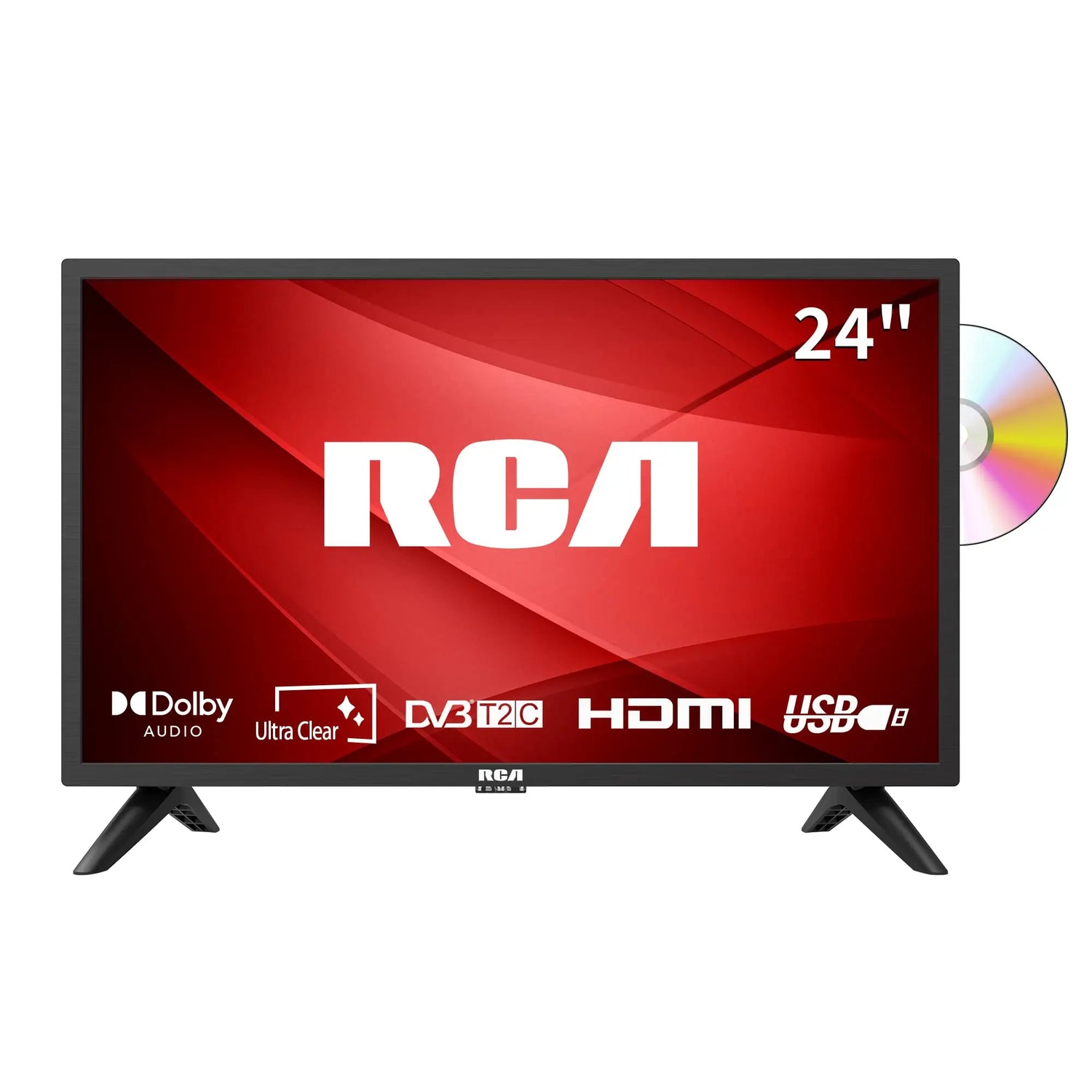 RCA 32 Inch 720P TV, Freeview HD Dolby Digital Audio DVB T2/S2 HD LED Backlighting Display Television, HDMI USB Earphone Output Media Player Monitor PS5 Xbox, Small Screen for Bedroom Kitchen Black