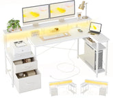 BEXEVUE L Shaped Gaming Desk, 100x70 cm Computer Desk with Storage Bag, Office Desk Small Writing Table with Large Reversible Storage Shelves, Workstation for Study Play Work Home Office, Black