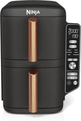 Ninja Double Stack XL Air Fryer, Vertical Dual Drawer Air Fryer with 4 cooking levels, 2 Drawers & 2 Racks, Space Saving Design, 9.5L Capacity, 6 Cooking Functions, 8 Portions, Copper Black SL400UKCP
