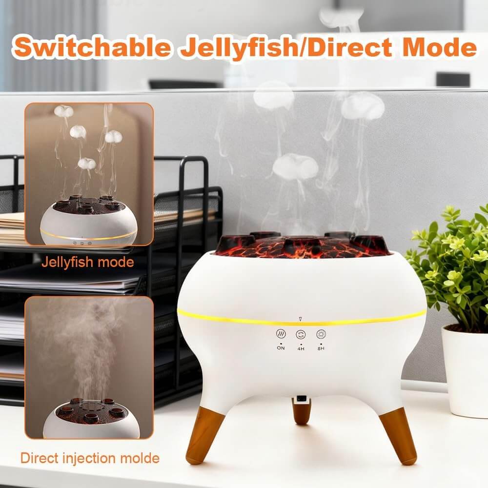 Jellyfish Diffuser, 7 Colors LED Dancing Jellyfish Essential Oil Diffuser with Remote Control, 250ML Jellyfish Mist Flame Aromatherapy Air Humidifier for home Bedroom Office, 4/8Timer, Auto Shut-Off