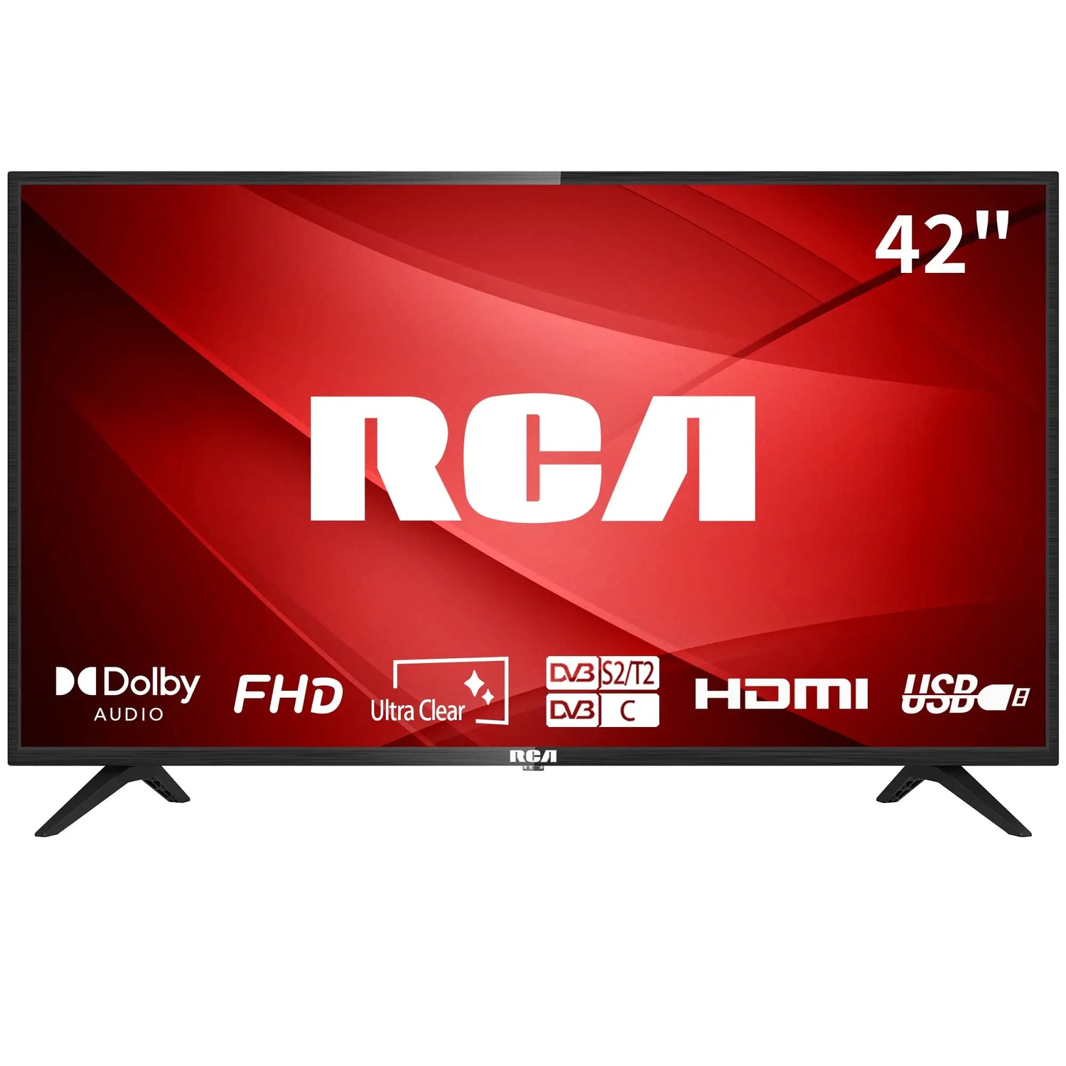 RCA 32 Inch 720P TV, Freeview HD Dolby Digital Audio DVB T2/S2 HD LED Backlighting Display Television, HDMI USB Earphone Output Media Player Monitor PS5 Xbox, Small Screen for Bedroom Kitchen Black