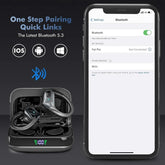 Wireless Headphones, True Wireless Stereo Sound Bluetooth 5.3 Earbuds with LED Power Display, IPX7 Waterproof Open Ear Buds with Ergonomic Earhook, Ideal for Gym, Jogging, Commuting