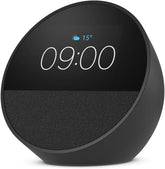 Echo Spot (newest gen), Smart alarm clock with vibrant sound + Alexa, Black