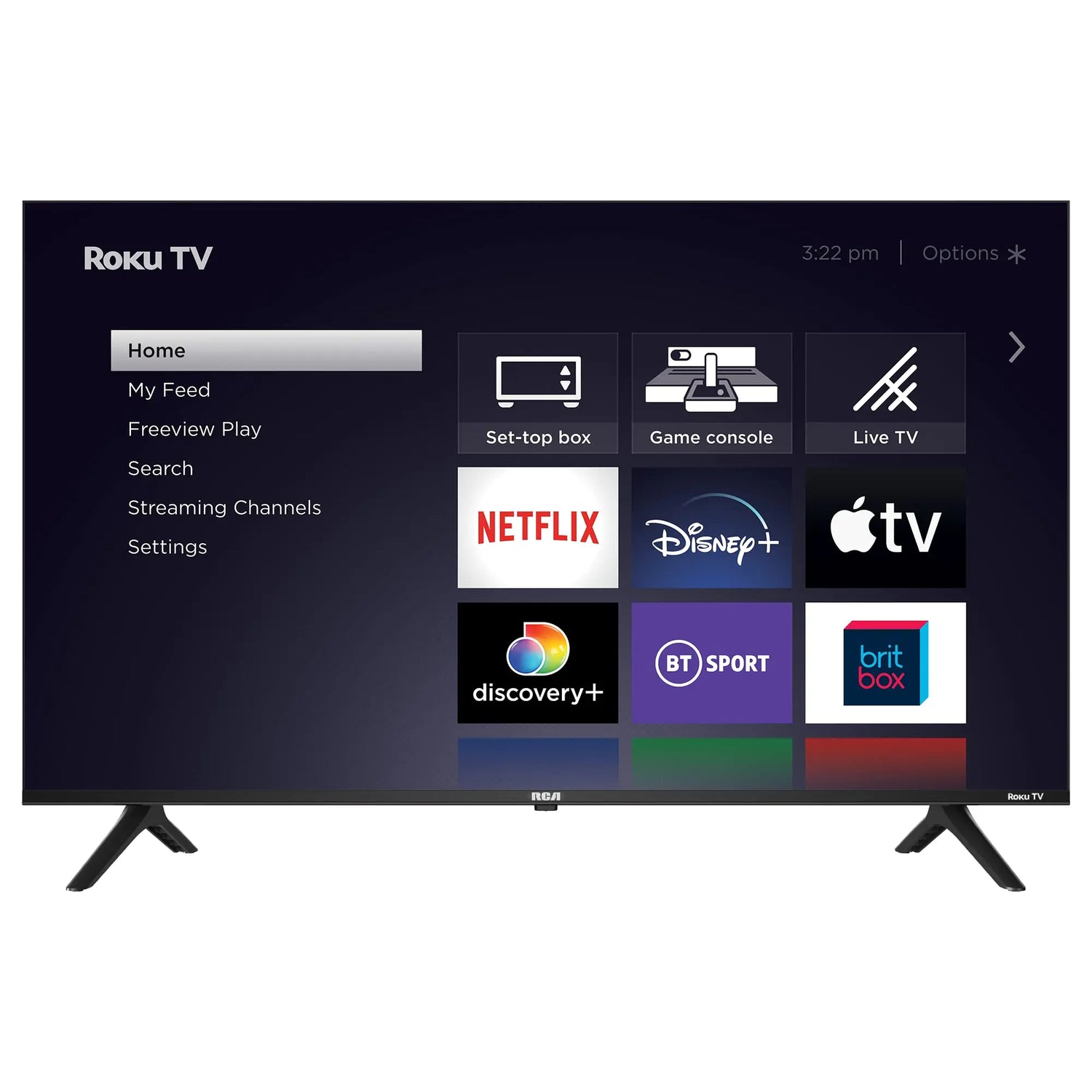 RCA 32 Inch 720P TV, Freeview HD Dolby Digital Audio DVB T2/S2 HD LED Backlighting Display Television, HDMI USB Earphone Output Media Player Monitor PS5 Xbox, Small Screen for Bedroom Kitchen Black