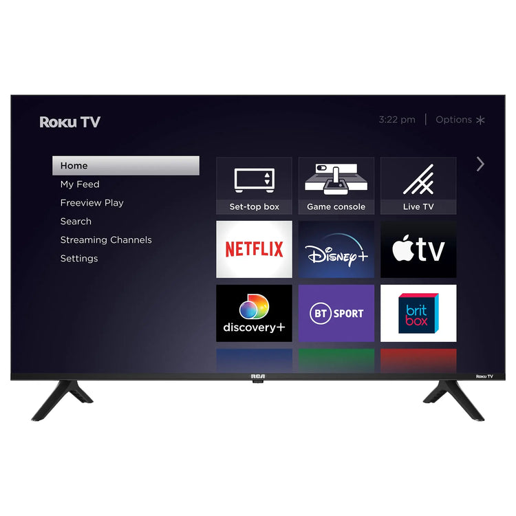RCA 32 Inch 720P TV, Freeview HD Dolby Digital Audio DVB T2/S2 HD LED Backlighting Display Television, HDMI USB Earphone Output Media Player Monitor PS5 Xbox, Small Screen for Bedroom Kitchen Black