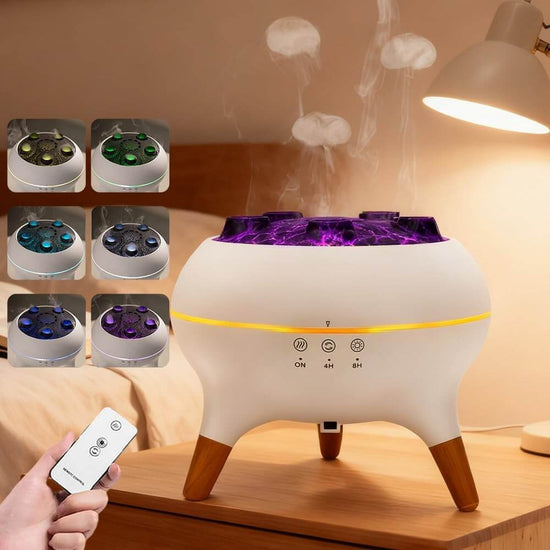 Jellyfish Diffuser, 7 Colors LED Dancing Jellyfish Essential Oil Diffuser with Remote Control, 250ML Jellyfish Mist Flame Aromatherapy Air Humidifier for home Bedroom Office, 4/8Timer, Auto Shut-Off
