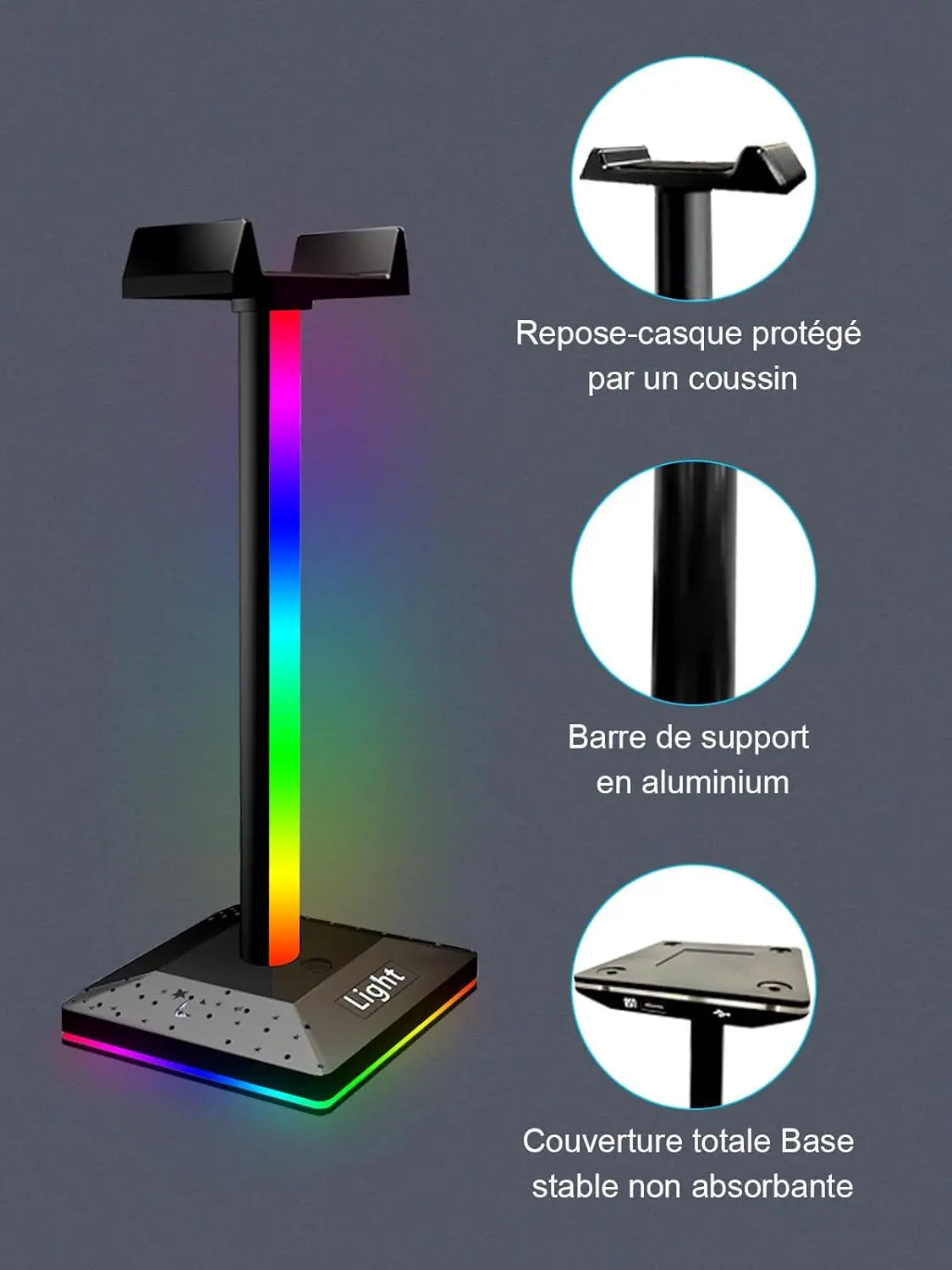 GIPOYENT RGB Gaming Headphone Stand Lights, RGB Gaming Stand Light for Desktop PC Gaming Headset Accessories, Best Gift for Husband, Kids, Boyfriend