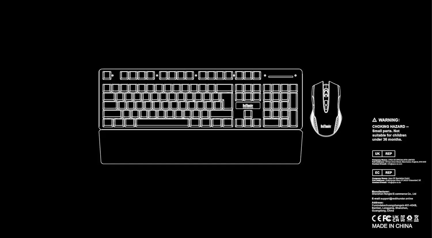 RedThunder K10 Wired Gaming Keyboard and Mouse Combo, UK Layout, True RGB Backlight, Soft Leather Wrist Rest, Mechanical Feel Ergonomic Anti-Ghosting Keyboard + 7D 7200 DPI Mouse for PC Mac (Black)