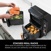 Ninja Double Stack XL Air Fryer, Vertical Dual Drawer Air Fryer with 4 cooking levels, 2 Drawers & 2 Racks, Space Saving Design, 9.5L Capacity, 6 Cooking Functions, 8 Portions, Copper Black SL400UKCP