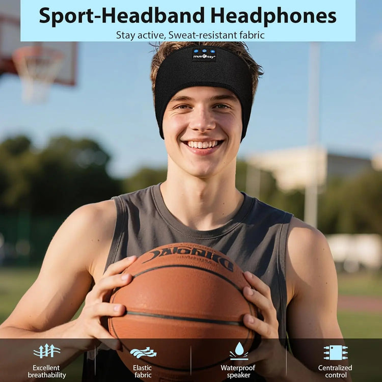 MUSICOZY Sleep Headphones,Ultra-Soft Wireless Headband Bluetooth for Side Sleepers, with 14H Playtime & Bluetooth 5.4, 4-in-1 Music Sleep Earphones for side sleeping