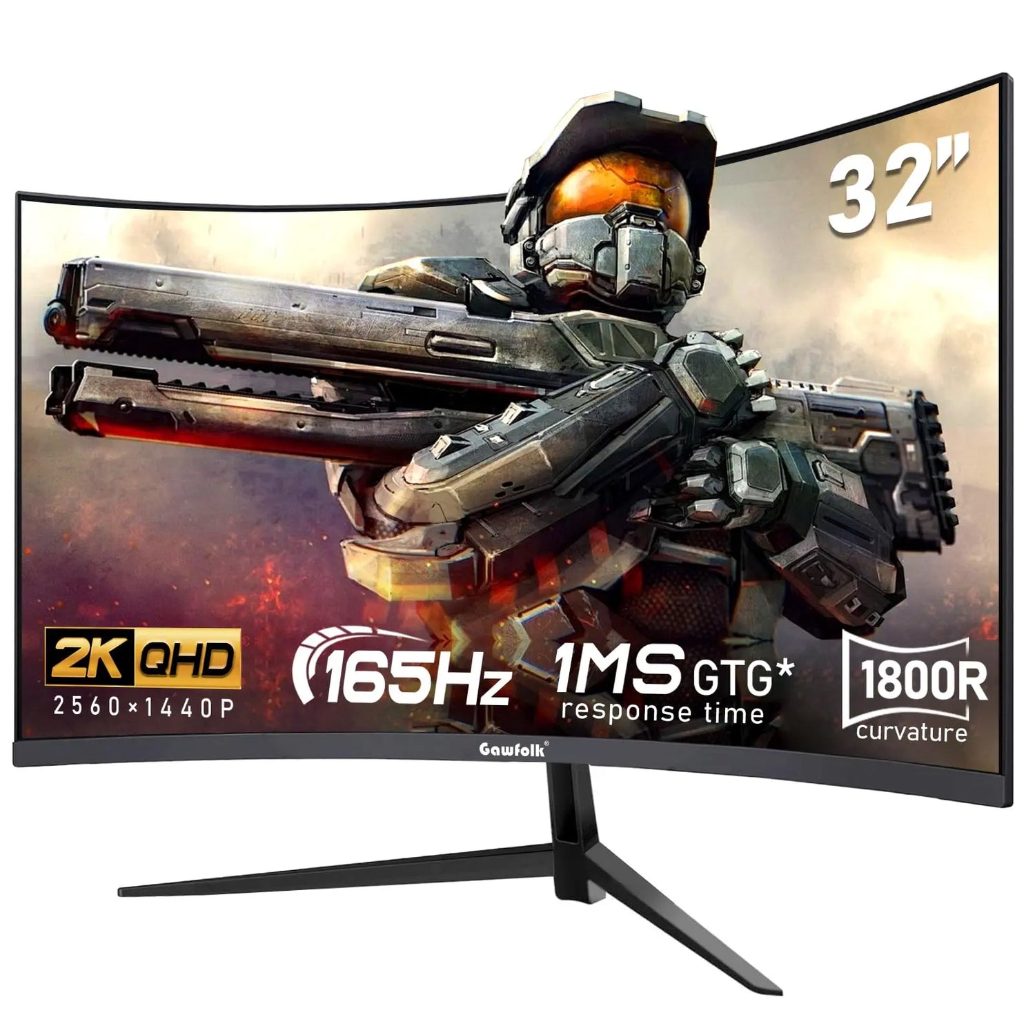 Gawfolk 24.5-inch PC Screen, Curved(3000R) 120hz Gaming Monitor with Built-in Speakers FHD 1080p 1ms Bezel-less, 98% sRGB, 178° Wide Angle, HDMI、VGA, Compatible with Wall Mounted VESA 75*75MM - Black