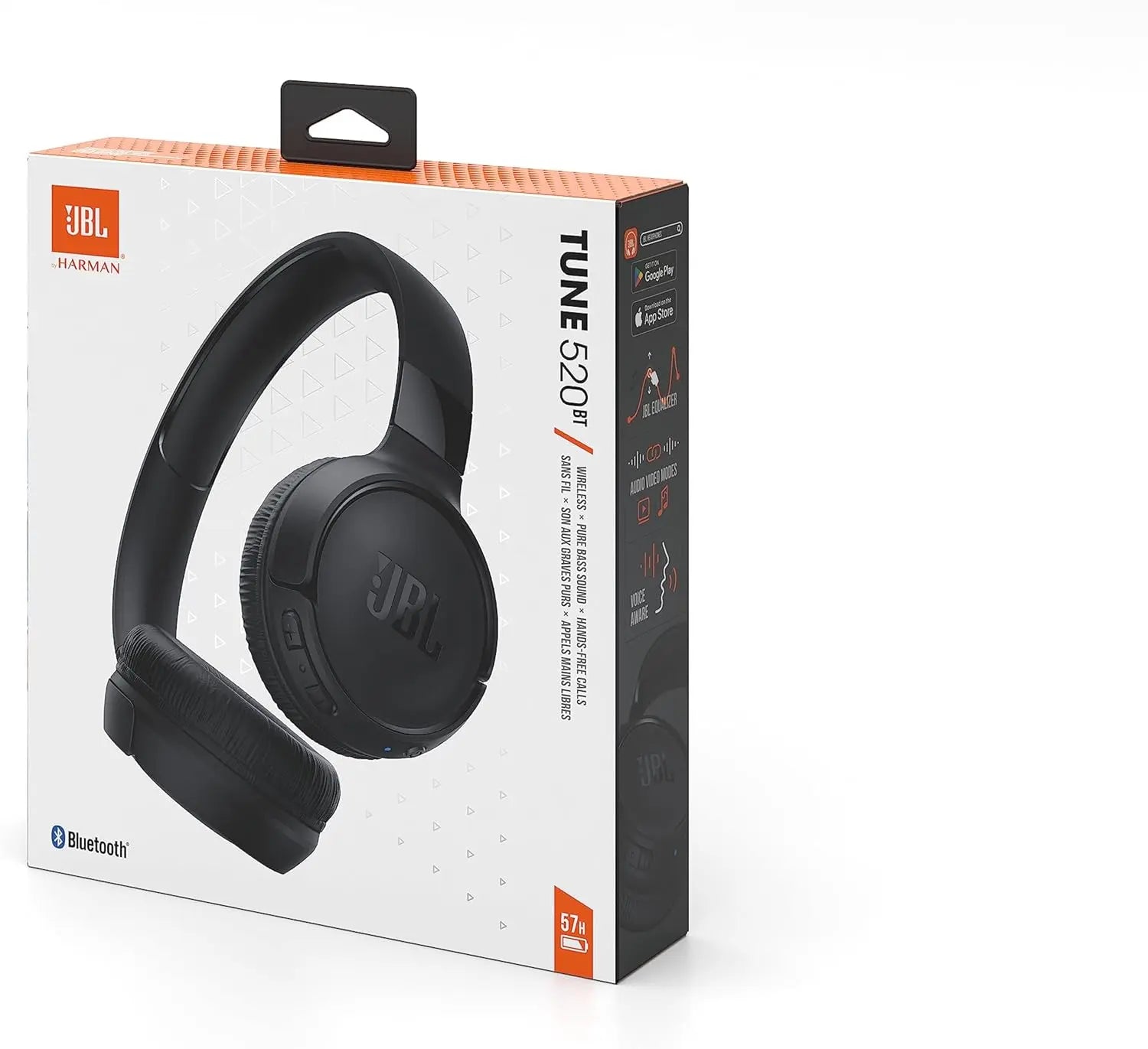 JBL Tune 520 BT Wireless On-Ear Headphones with JBL Pure Bass Sound, Bluetooth 5.3, Hands-Free Calls and 57-Hour Battery Life, Black