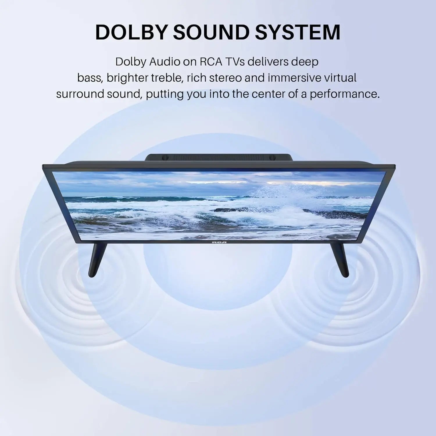 RCA 32 Inch 720P TV, Freeview HD Dolby Digital Audio DVB T2/S2 HD LED Backlighting Display Television, HDMI USB Earphone Output Media Player Monitor PS5 Xbox, Small Screen for Bedroom Kitchen Black