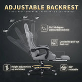 Gaming Chair with Footrest, Ergonomic Computer Chairs, Reclining High Back PU Leather Racing Gamer Chair with Headrest and Lumbar Support, Height Adjustable Video Game Chair for Adult, Gray