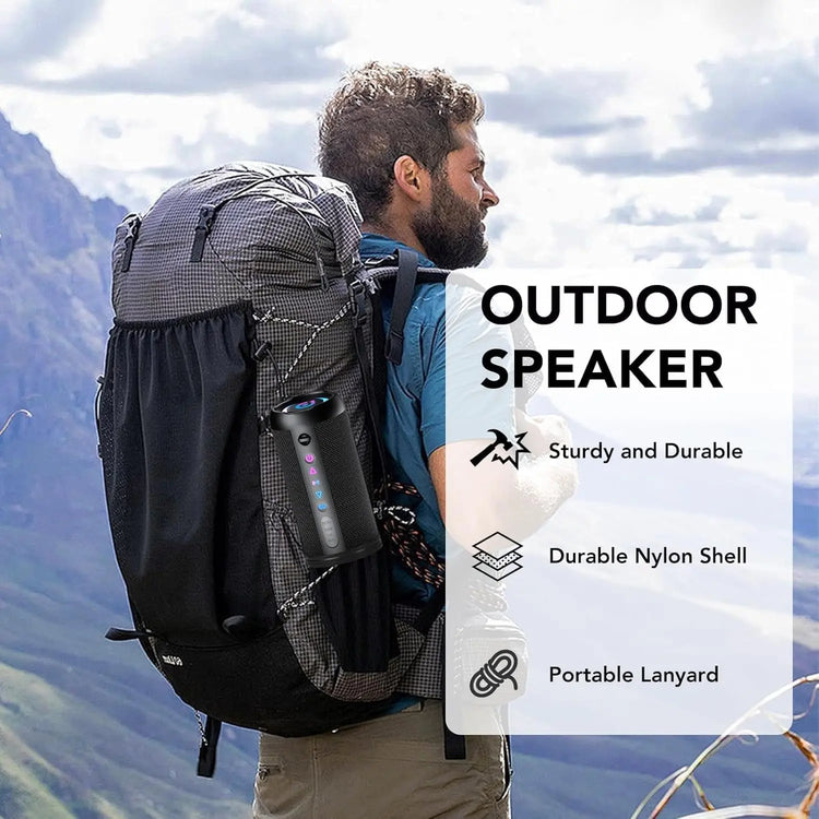 Portable Bluetooth Speaker with 30W Stereo Sound, 3 EQ Mode & 3 RGB lights, IPX7 Waterproof, 24H Playtime, TWS Wireless Pairing, Outdoor Speaker for Home, Outdoors and Hiking