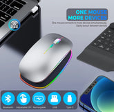 Wireless Mouse for Laptop With 2 USB A to USB C Adapter, 2.4GHZ Bluetooth Mouse Rechargeable, US B Mouse 3 Buttons-Laptop Mouse Wireless PC Mous e 800 to 2400 Dpi, Lapto p Mouse Computer Accessories