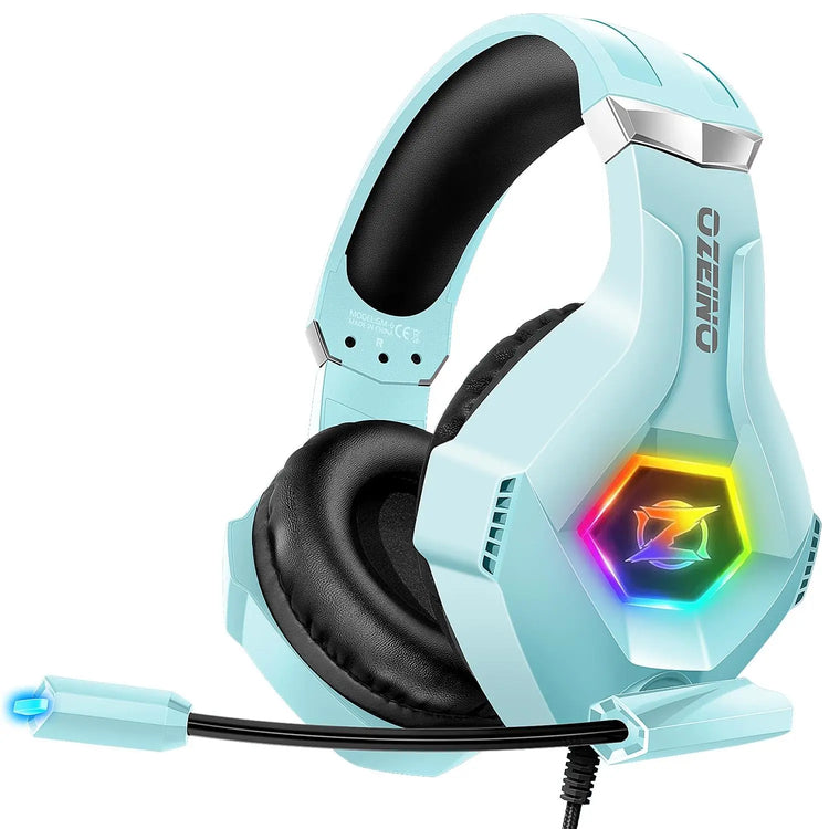 Gaming Headset Stereo Surround Sound Gaming Headphones with Breathing RGB Light & Adjustable Mic for PS4 PS5 PC Xbox One Laptop Mac