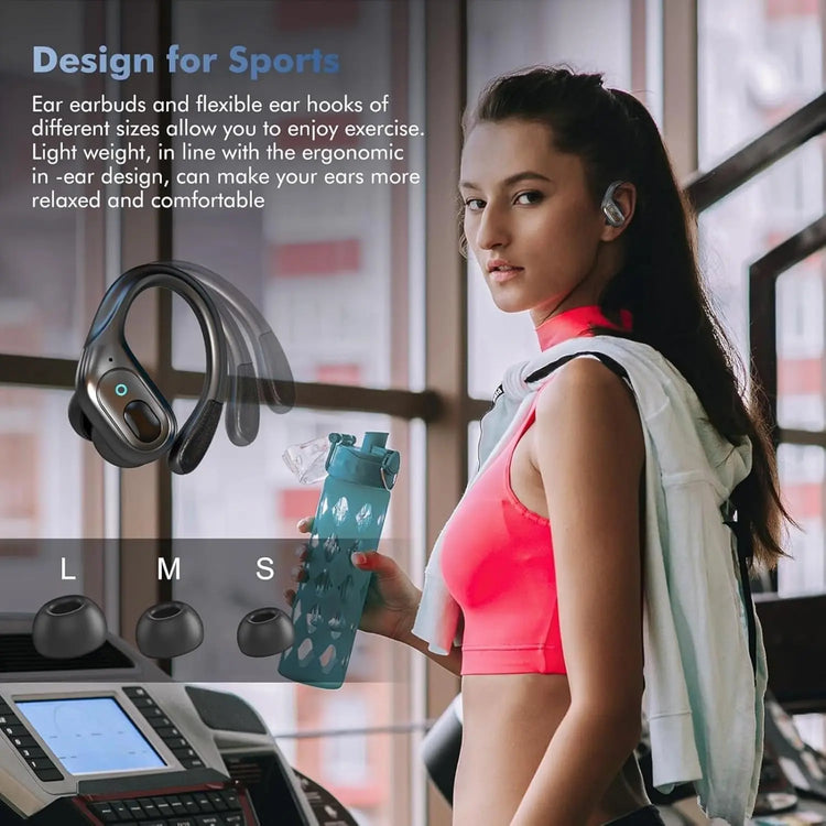 Wireless Headphones, True Wireless Stereo Sound Bluetooth 5.3 Earbuds with LED Power Display, IPX7 Waterproof Open Ear Buds with Ergonomic Earhook, Ideal for Gym, Jogging, Commuting
