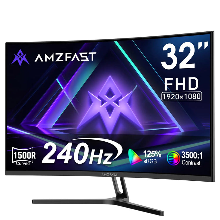 Amzfast 27 Inch 240Hz Gaming Monitor, QHD 2560x1440p, Curved VA Panel, 1500R, 1ms MPRT, Adaptive Sync, HDR, 120% sRGB, VESA 100x100mm, HDMI 2.0&DisplayPort 1.4, AMZG27C1Q Pro