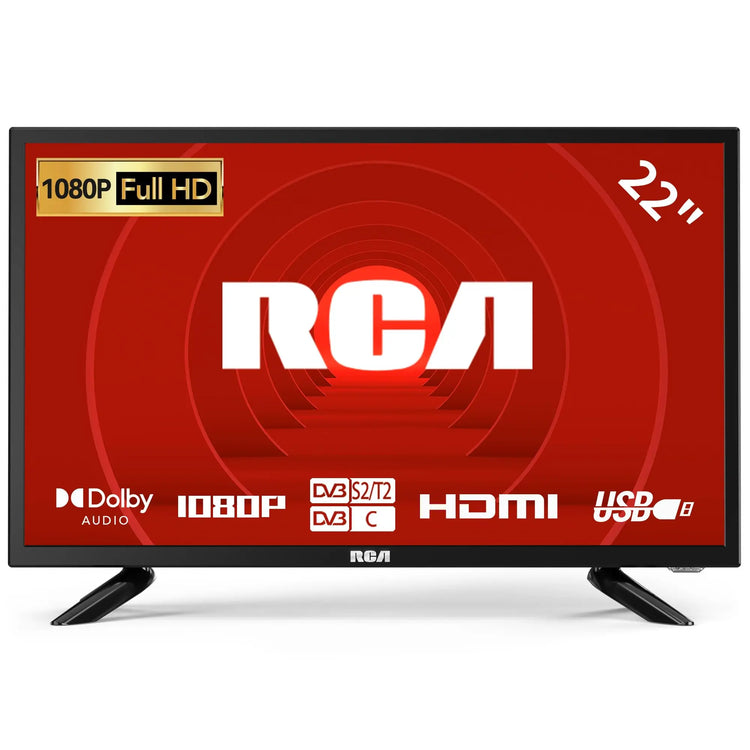 RCA 32 Inch 720P TV, Freeview HD Dolby Digital Audio DVB T2/S2 HD LED Backlighting Display Television, HDMI USB Earphone Output Media Player Monitor PS5 Xbox, Small Screen for Bedroom Kitchen Black