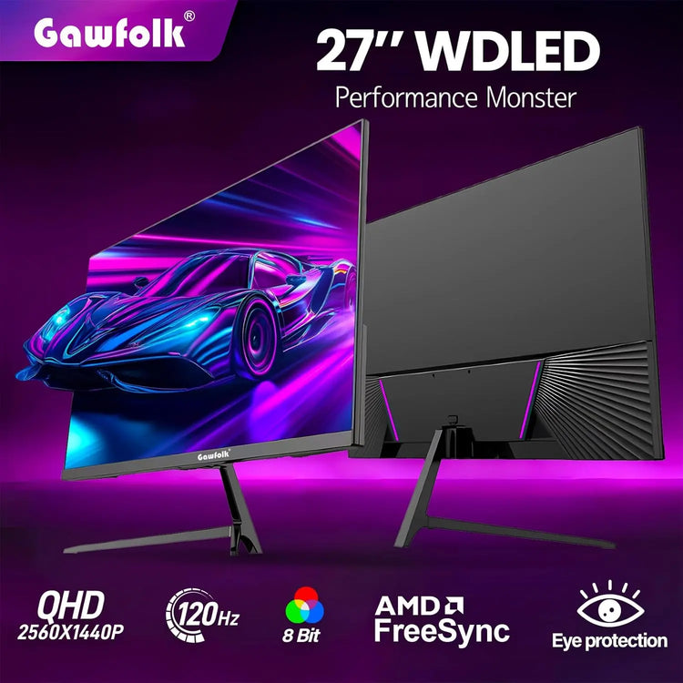 27" 2K Gaming Monitor - 120Hz, QHD PC Computer Screen IPS with AMD FreeSync, Flicker-Free, Support VESA Mountable (75x75mm)