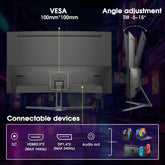 Amzfast 27 Inch 240Hz Gaming Monitor, QHD 2560x1440p, Curved VA Panel, 1500R, 1ms MPRT, Adaptive Sync, HDR, 120% sRGB, VESA 100x100mm, HDMI 2.0&DisplayPort 1.4, AMZG27C1Q Pro