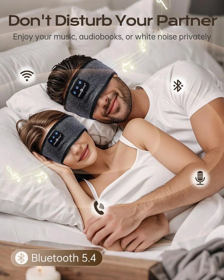 MUSICOZY Sleep Headphones, Comfortable Headband Headphones for Side Sleepers - Bluetooth 5.4 Wireless Headphone with Ultra Thin Speakers for Sleeping,Sport,Travel | Eye Mask Design for Deep Sleep