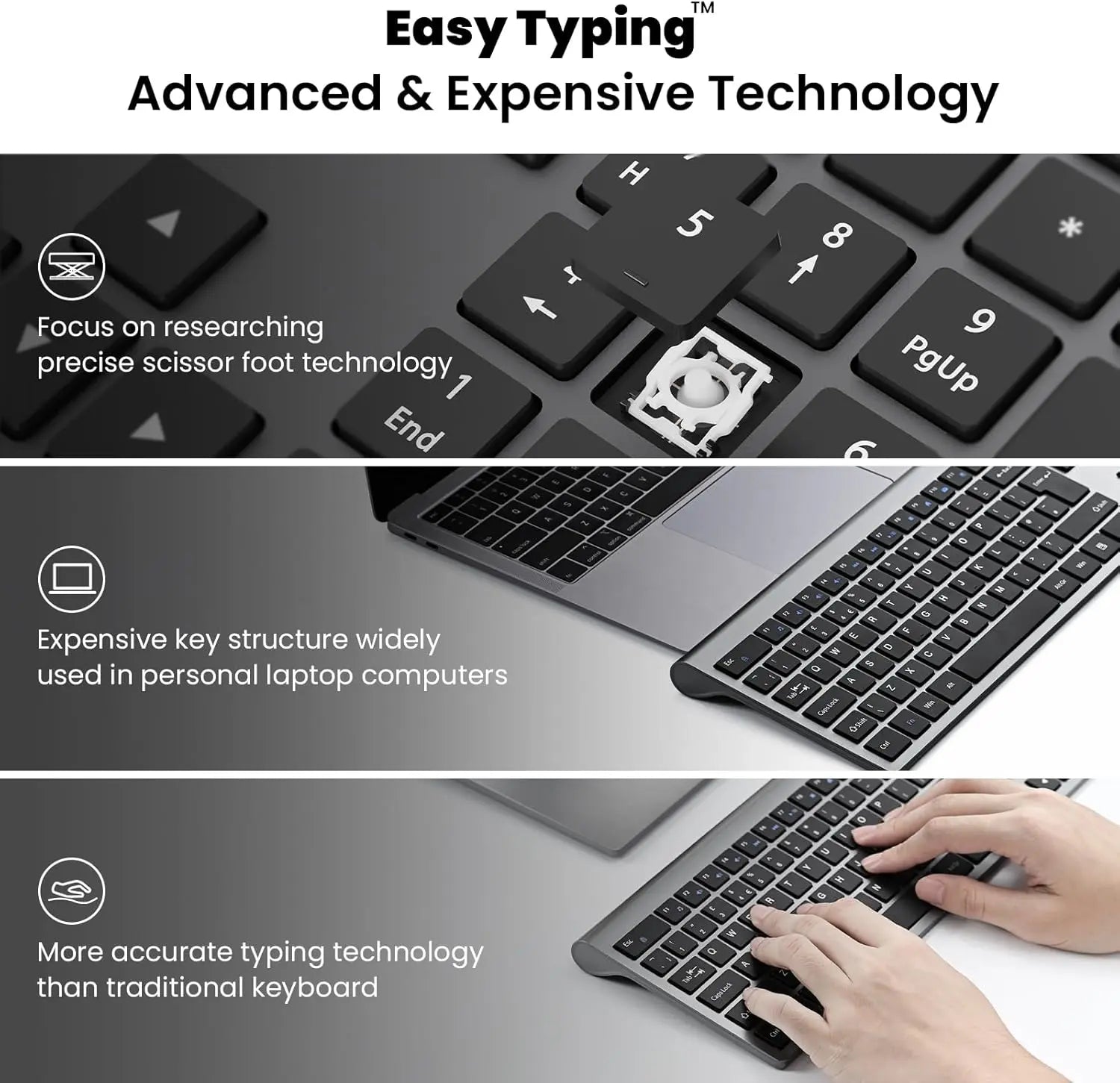 EasyTyping Rechargeable Wireless Keyboard and Mouse - Type with Ease & Double Your Efficiency - High-end Laptop Keyboard Technology -Full Size & Noiseless Design, say goodbye to typing troubles