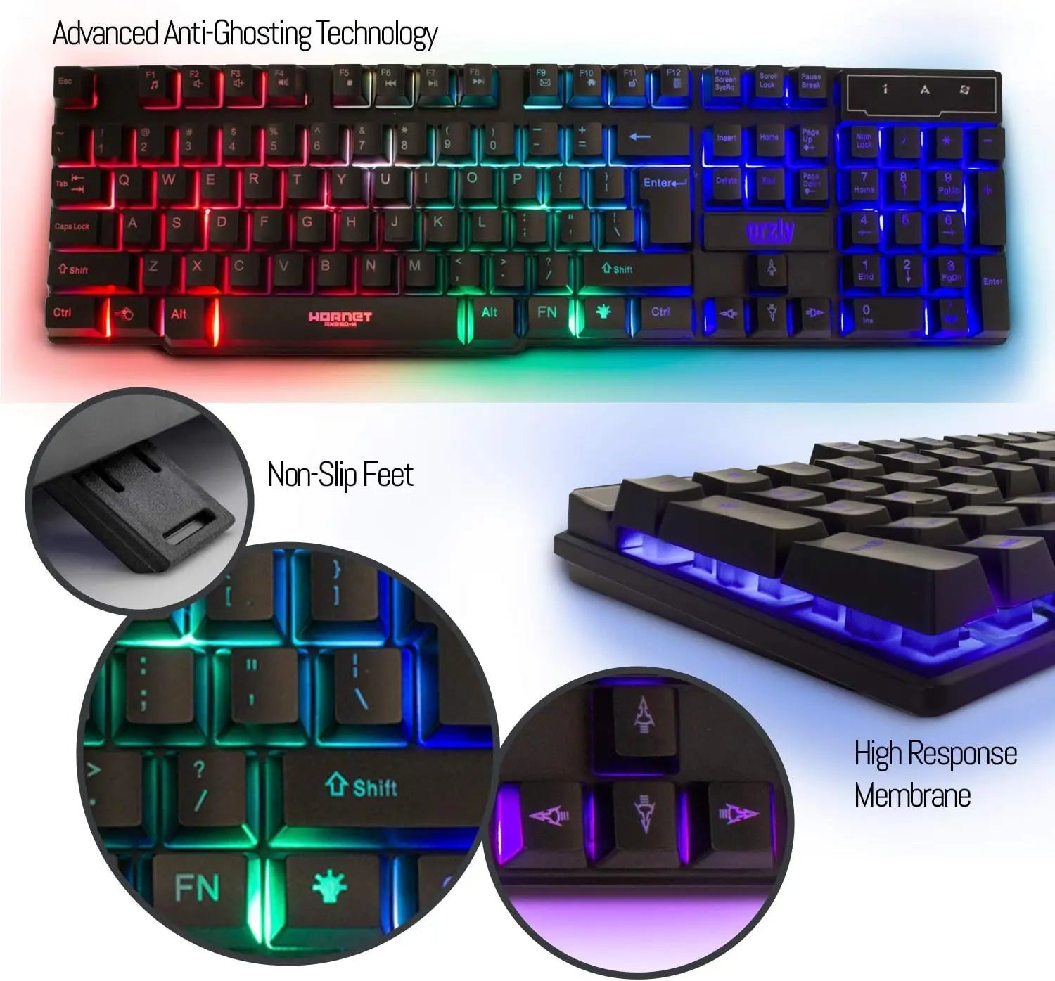 Gaming Keyboard and Mouse and Mouse pad and Gaming Headset, Wired LED RGB Backlight Bundle for PC Gamers Users - 4 in 1 Gift Box Edition Hornet RX-250