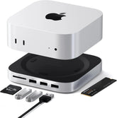 SATECHI Mac Mini M4 Hub & Stand with NVMe SSD Enclosure, Dock with 2 USB-A Up to 10Gbps Ports, USB-A Data Port, SD Card Reader for Mac Mini M4, M4 Pro - Silver