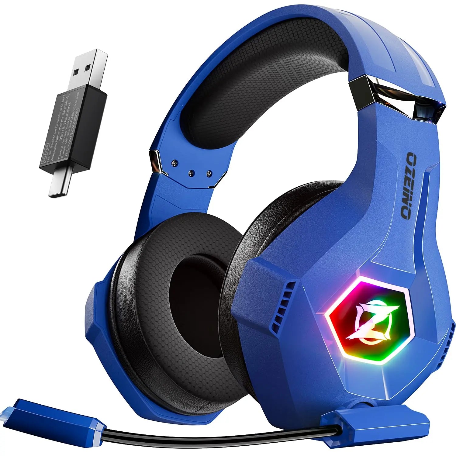Gaming Headset Stereo Surround Sound Gaming Headphones with Breathing RGB Light & Adjustable Mic for PS4 PS5 PC Xbox One Laptop Mac