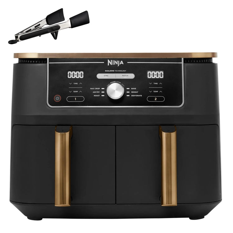 Ninja Double Stack XL Air Fryer, Vertical Dual Drawer Air Fryer with 4 cooking levels, 2 Drawers & 2 Racks, Space Saving Design, 9.5L Capacity, 6 Cooking Functions, 8 Portions, Copper Black SL400UKCP