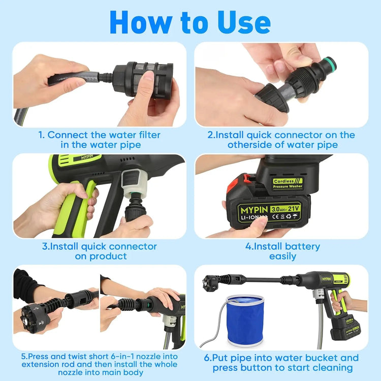 Upgraded LCD Display Portable Cordless Pressure Washer