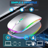 Wireless Mouse for Laptop With 2 USB A to USB C Adapter, 2.4GHZ Bluetooth Mouse Rechargeable, US B Mouse 3 Buttons-Laptop Mouse Wireless PC Mous e 800 to 2400 Dpi, Lapto p Mouse Computer Accessories