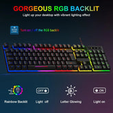 Gaming Keyboard and Mouse Set, UK Layout, RGB Backlit Wired Keyboard, Ergonomic 4-Color LED Gaming Mouse, Large Mousepad, USB Plug & Play for PC, Mac, PS4, Xbox