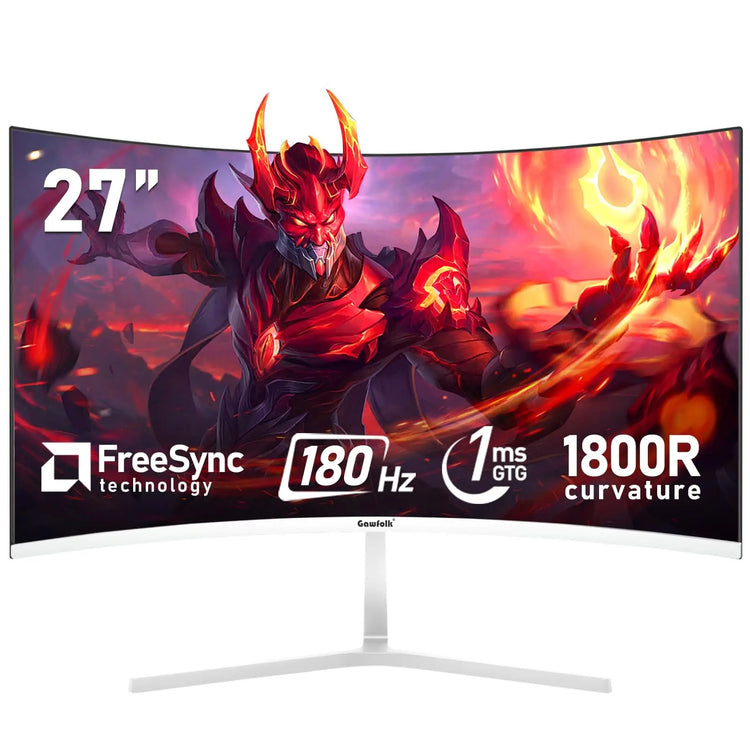 Gawfolk 24.5-inch PC Screen, Curved(3000R) 120hz Gaming Monitor with Built-in Speakers FHD 1080p 1ms Bezel-less, 98% sRGB, 178° Wide Angle, HDMI、VGA, Compatible with Wall Mounted VESA 75*75MM - Black