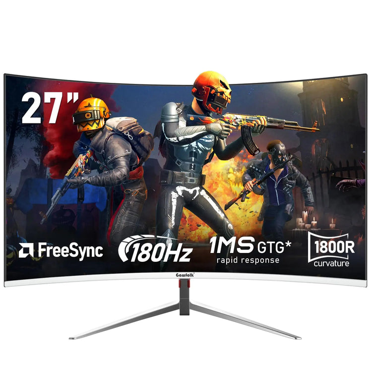 Gawfolk 24.5-inch PC Screen, Curved(3000R) 120hz Gaming Monitor with Built-in Speakers FHD 1080p 1ms Bezel-less, 98% sRGB, 178° Wide Angle, HDMI、VGA, Compatible with Wall Mounted VESA 75*75MM - Black