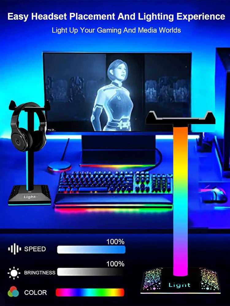 GIPOYENT RGB Gaming Headphone Stand Lights, RGB Gaming Stand Light for Desktop PC Gaming Headset Accessories, Best Gift for Husband, Kids, Boyfriend